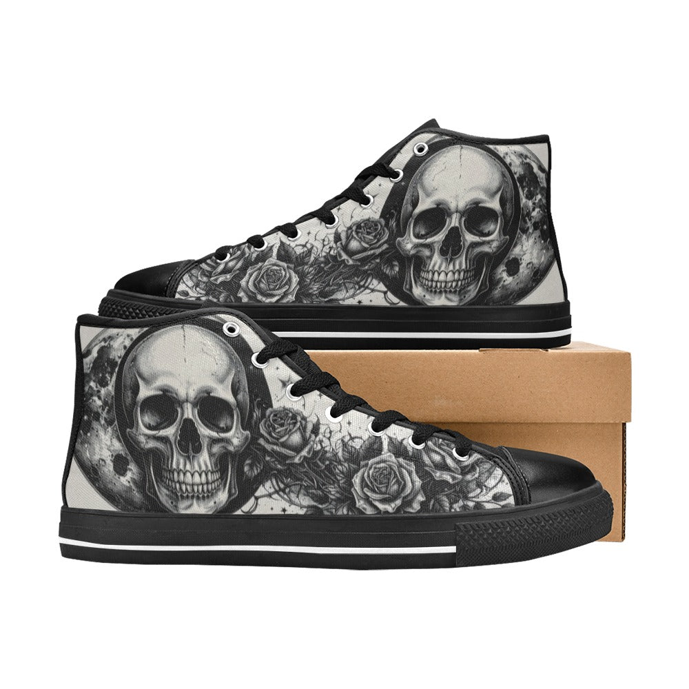 Dark Gothic Skull Men's Art High Top Canvas Shoes | Freaky Shoes®