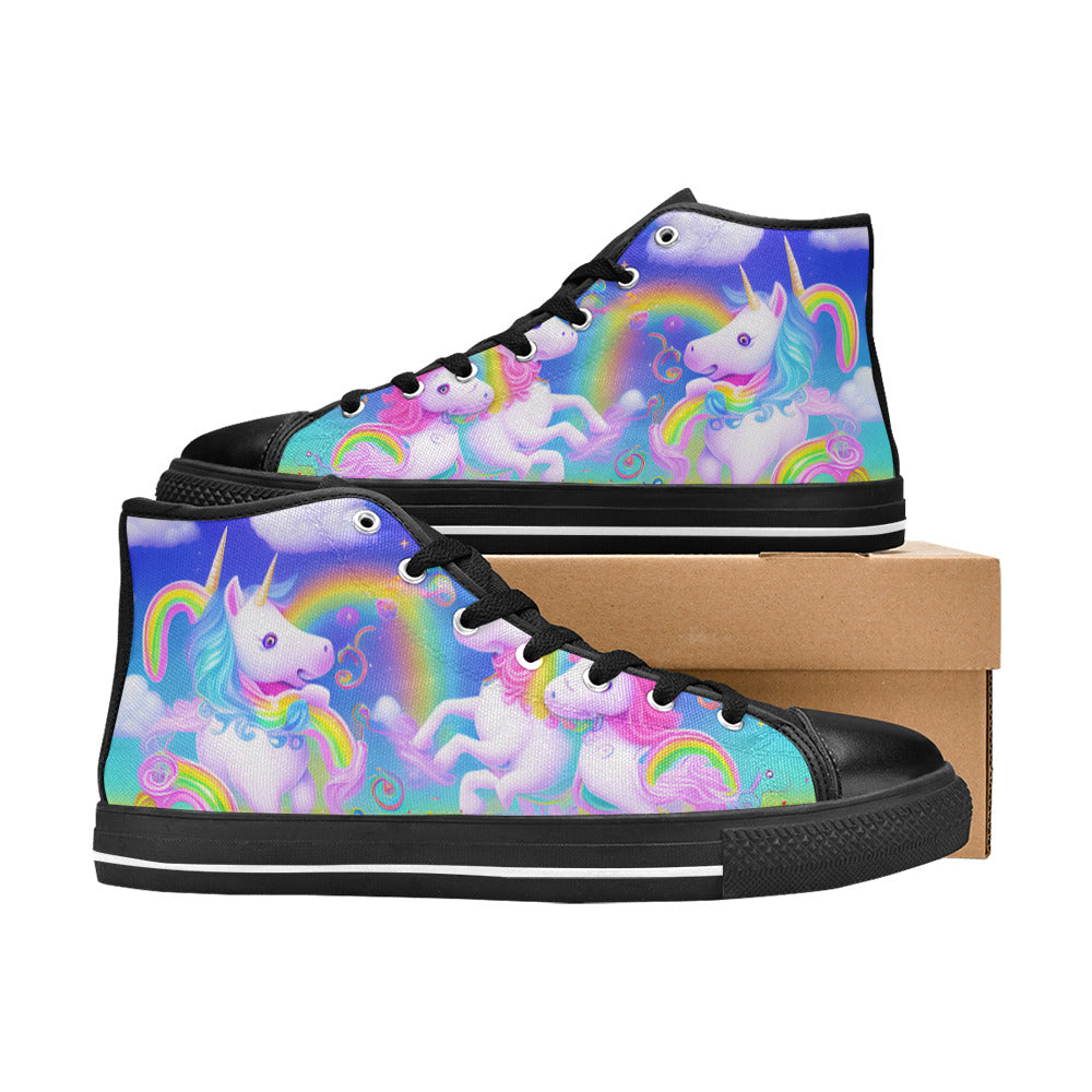 WOMEN'S Unicorns Art High Top Canvas Vibrant Chaos Sneakers