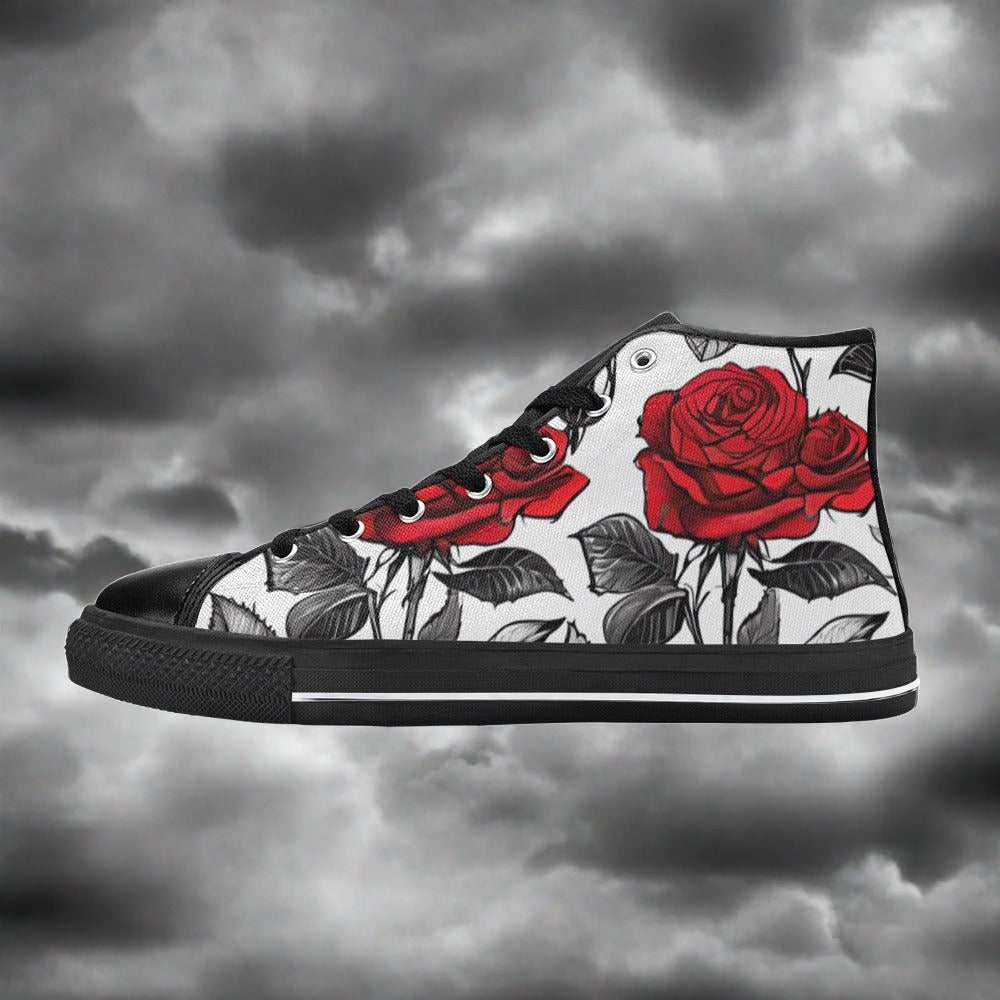 Red Roses Pen & Ink Style Men - Freaky Shoes®