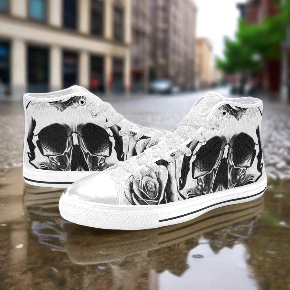 Grey Skull & Rose Women - Freaky Shoes®