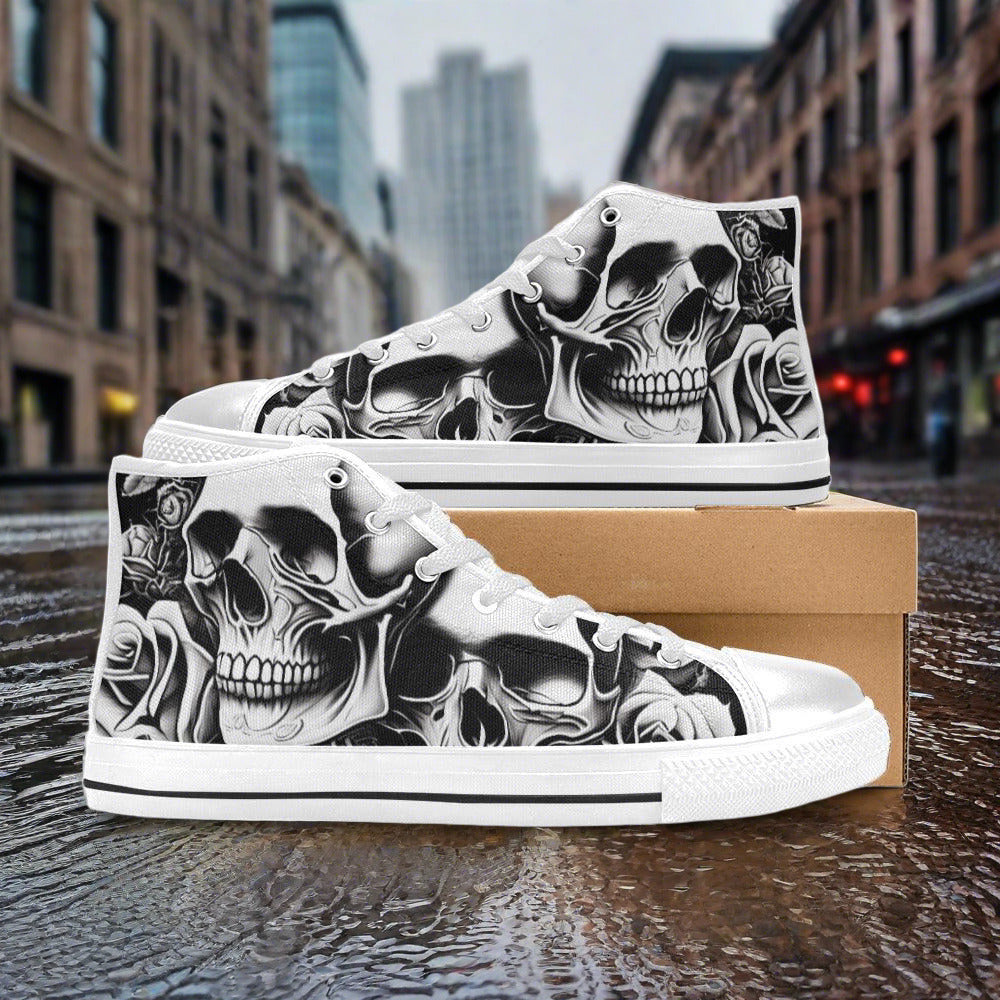 Freaky Shoes® Grey Skulls & Roses Men - Freaky Shoes®