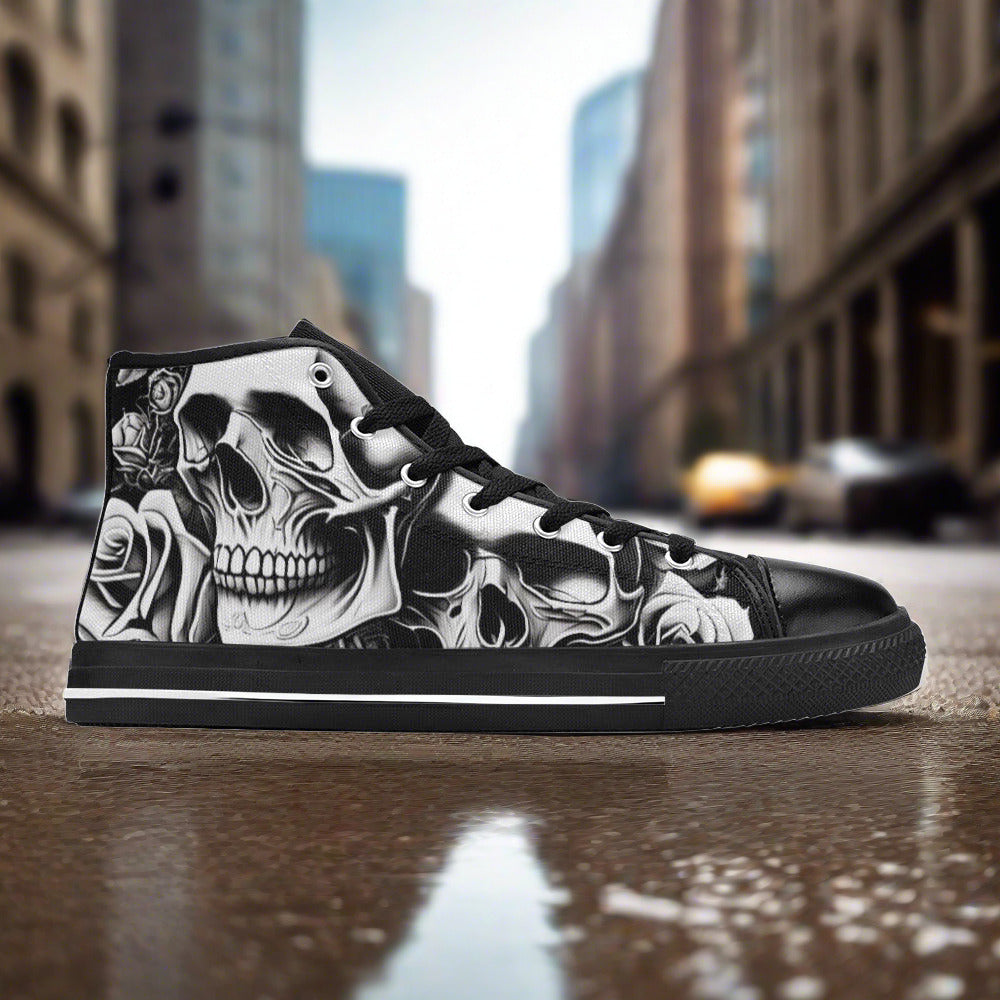 Grey Skulls & Roses Men - Freaky Shoes®