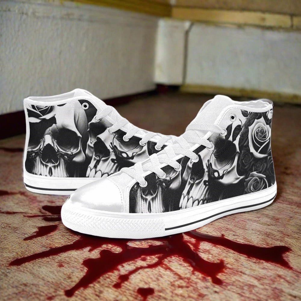 Grey Skull & Roses Men - Freaky Shoes®