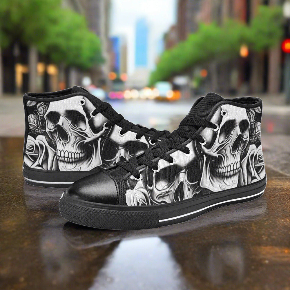 Grey Skulls & Roses Women - Freaky Shoes®