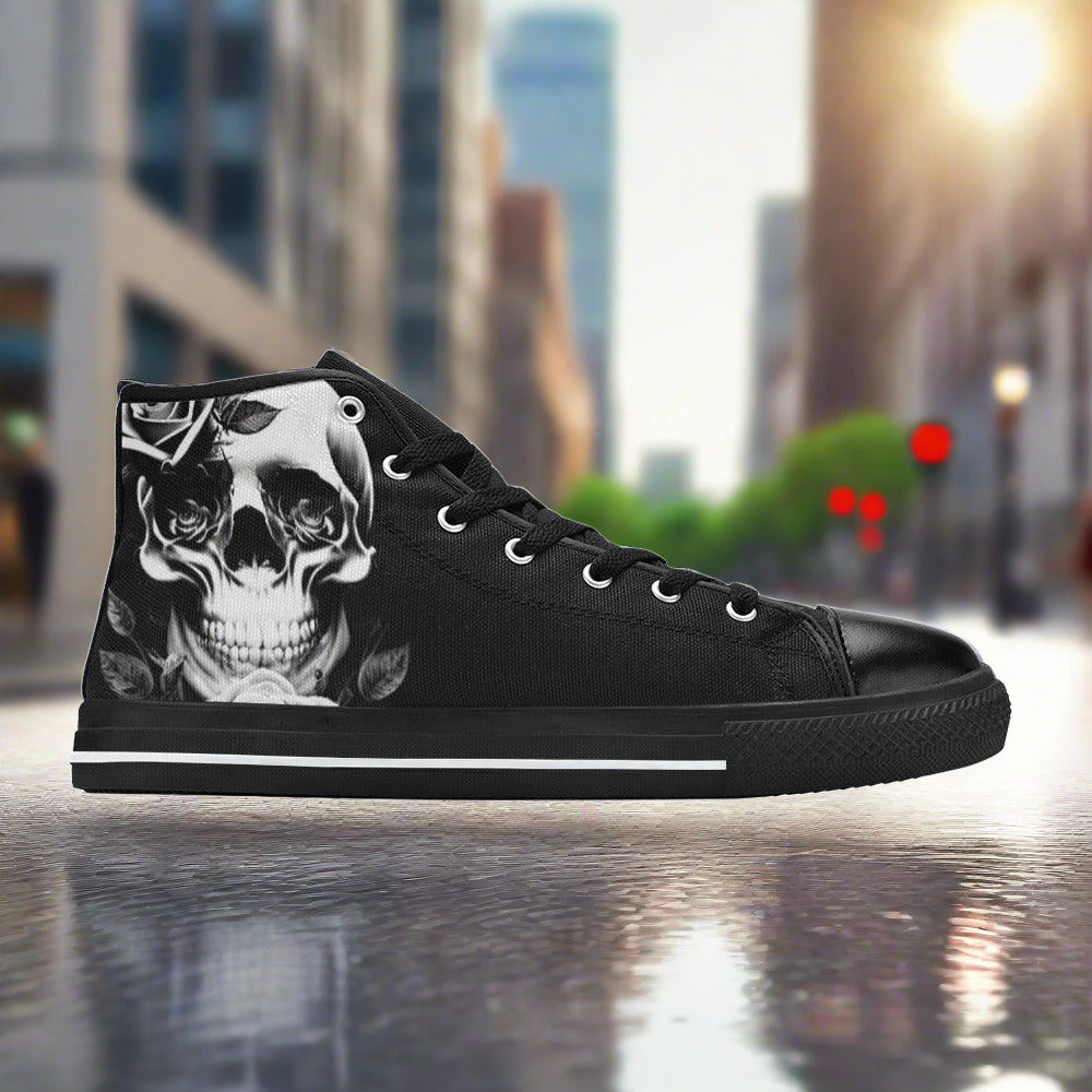 Grey Skull & Roses Men - Freaky Shoes®