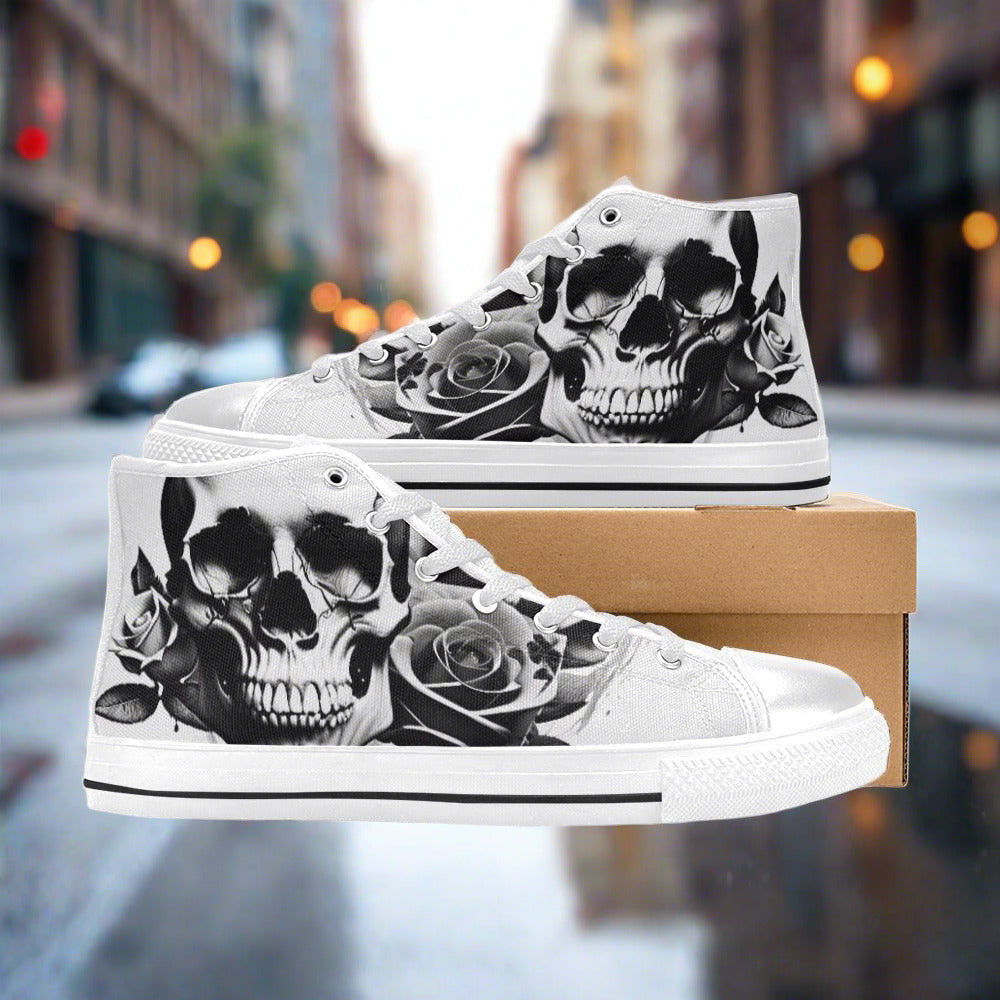 Grey Skull & Roses Men - Freaky Shoes®