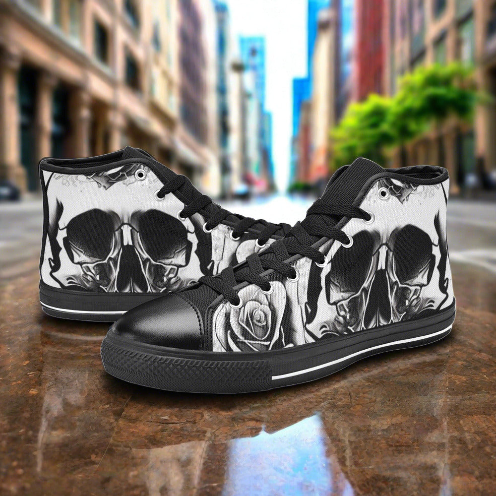 Grey Skull & Rose Men - Freaky Shoes®