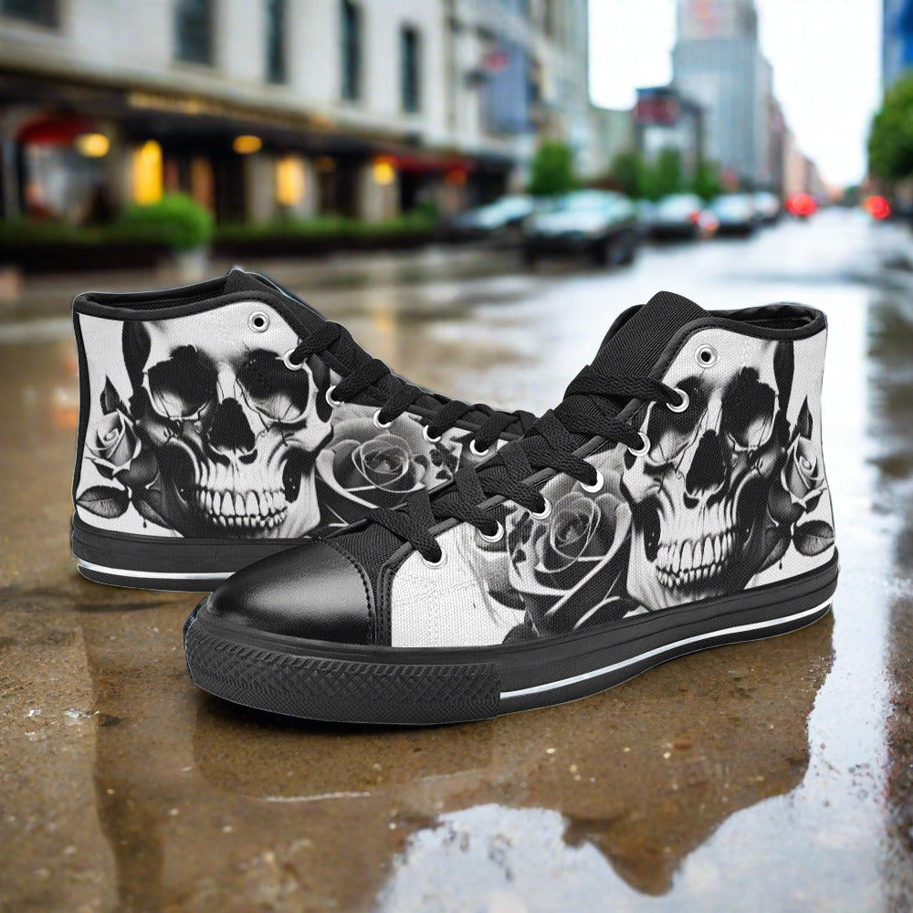 Grey Skull & Roses Men - Freaky Shoes®