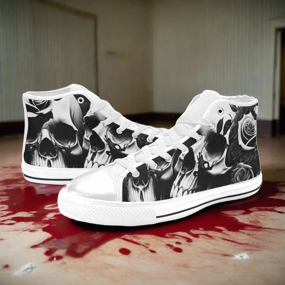 Grey Skulls & Roses Women - Freaky Shoes®