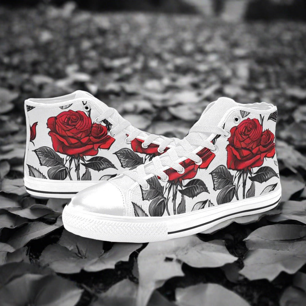 Red Roses Pen & Ink Style Men - Freaky Shoes®