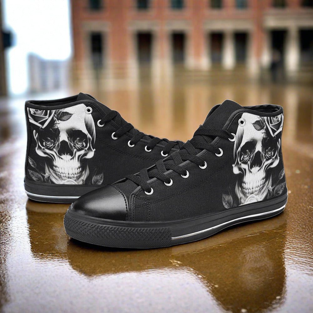 Grey Skull & Roses Women - Freaky Shoes®