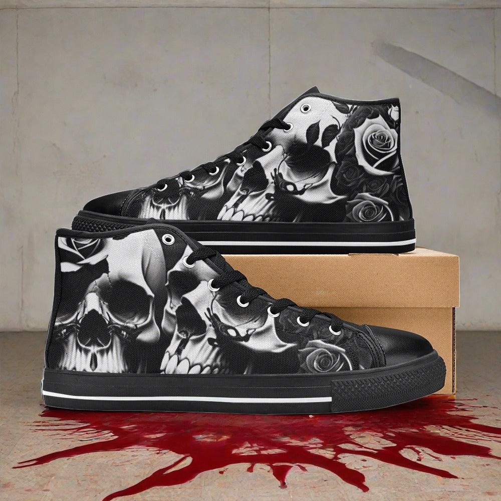 Grey Skull & Roses Men - Freaky Shoes®