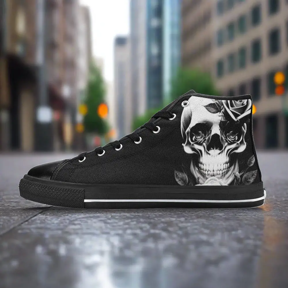 Grey Skull & Roses Men - Freaky Shoes®