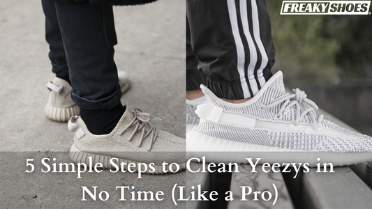 Freaky Shoes custom art sneakers: beige and white Yeezy-style wearables made to order
