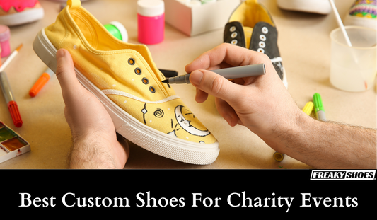 Freaky Shoes custom art sneakers with hand-painted moon and star design, made to order wearable art