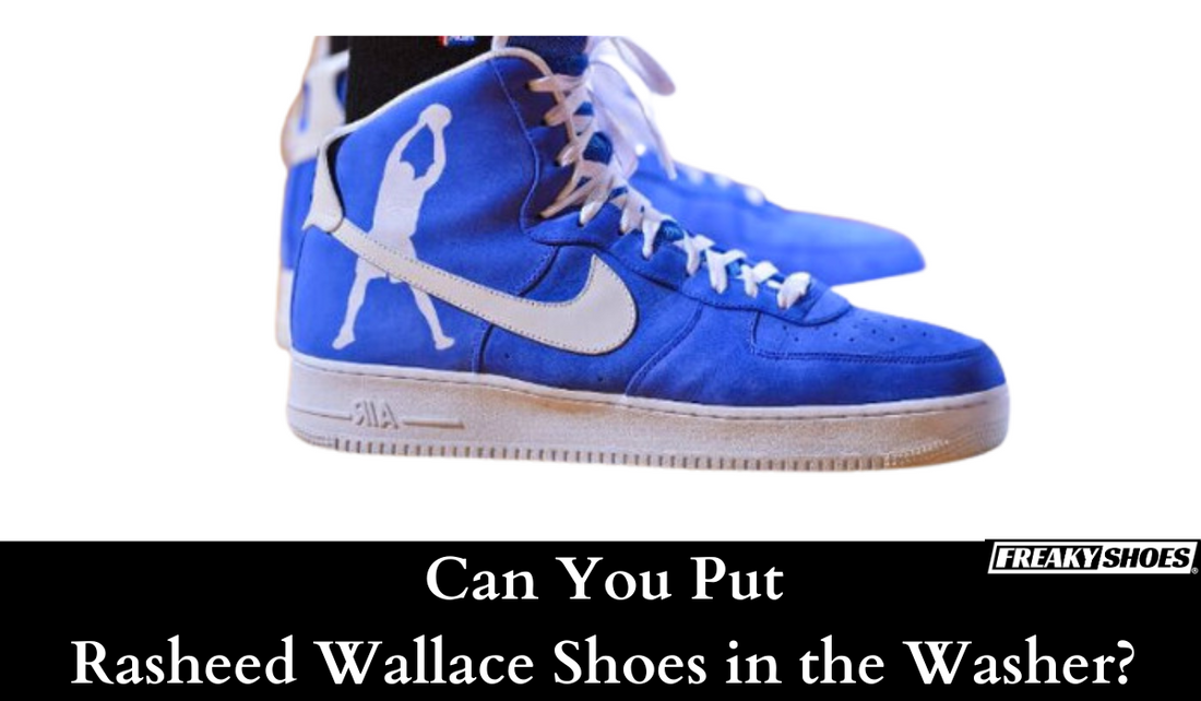 Freaky Shoes custom art sneakers featuring Rasheed Wallace silhouette on royal blue high-top, made to order