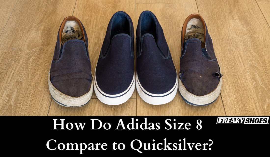 Freaky Shoes custom art sneakers: navy slip-ons with white soles, shown new vs worn on wood floor