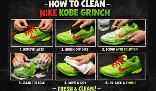 Freaky Shoes custom art sneakers cleaning guide: step-by-step care for vibrant green Nike Kobe Grinch sneakers