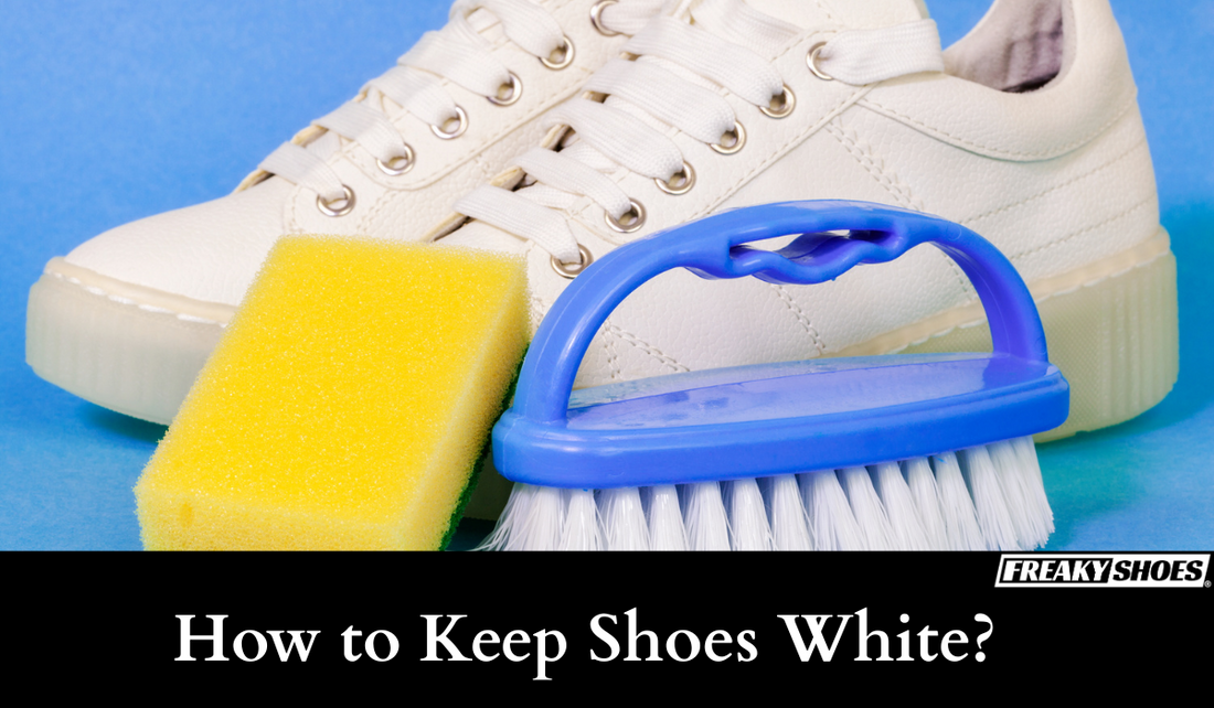 Freaky Shoes custom art sneakers with cleaning brush and sponge, made to order for pristine white wear
