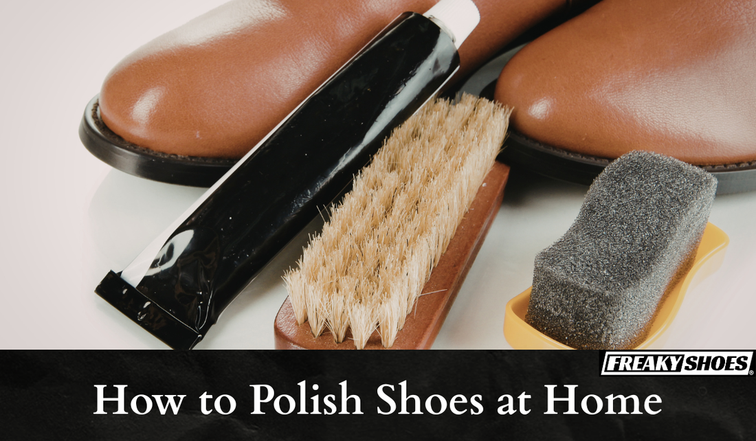 Freaky Shoes® custom art sneakers care kit: polish, brush, sponge for at-home shoe maintenance