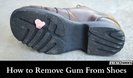 Freaky Shoes® custom art sneaker with gum stuck on sole, showing removal guide