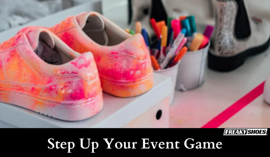 Freaky Shoes custom art sneakers with vibrant pink and orange tie-dye wearable art, made to order.