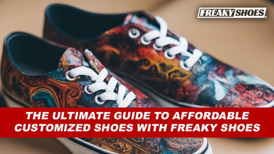 Freaky Shoes custom art sneakers with vibrant skull art, made to order wearable art