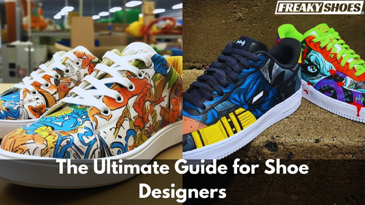 Freaky Shoes custom art sneakers with vibrant comic-style graphics, made to order wearable art