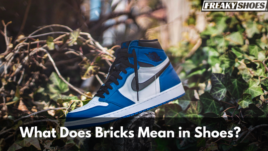 Freaky Shoes custom art sneakers with blue, white, and black skull art design, made to order, displayed on tree stump amid ivy