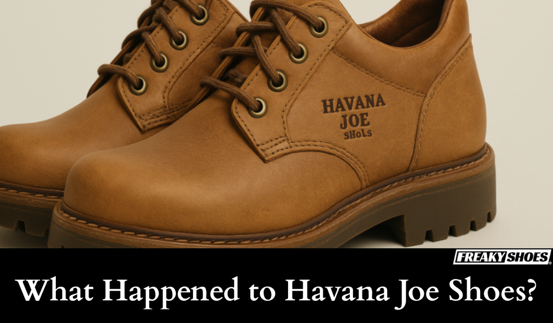 Freaky Shoes® custom art sneakers featuring Havana Joe logo, tan leather with rugged sole, made to order