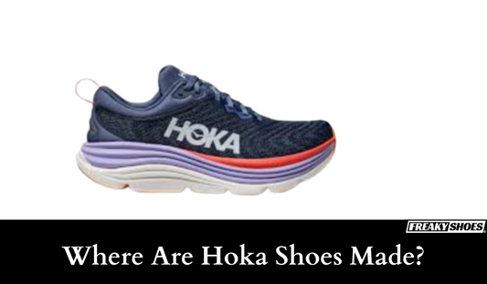 Freaky Shoes custom art sneakers featuring Hoka branding, made to order with vibrant layered sole design.