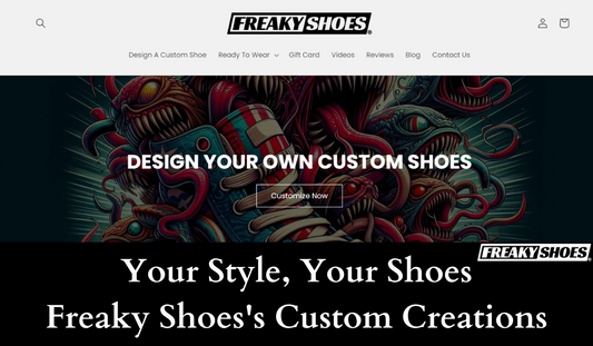 Freaky Shoes custom art sneakers with vivid monster and skull art, made to order wearable art