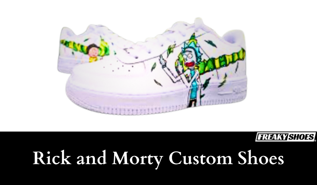 Freaky Shoes Rick and Morty custom art sneakers, hand-painted wearable art made to order