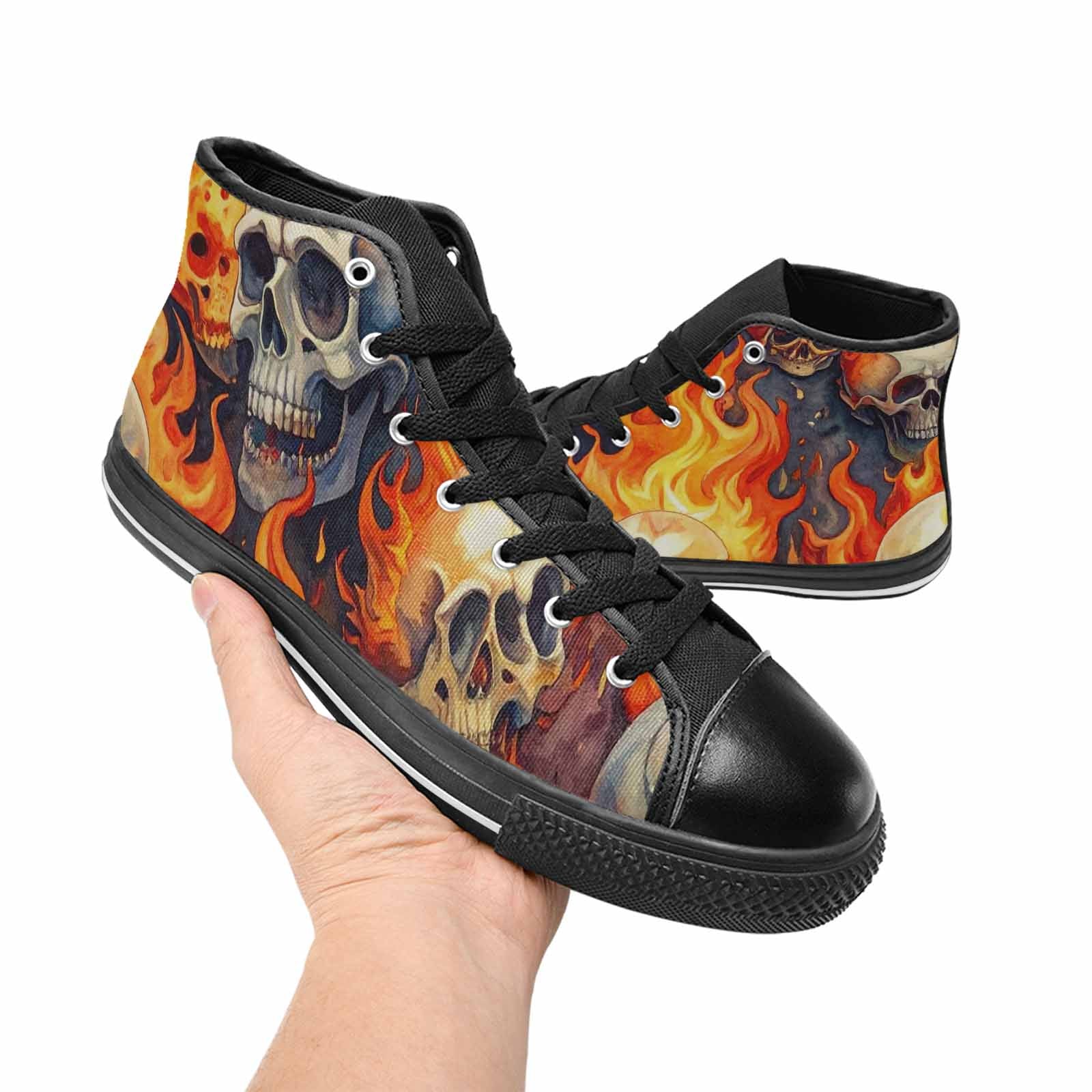 MEN'S Skulls - Flaming High Top Canvas Dark Academia Sneakers