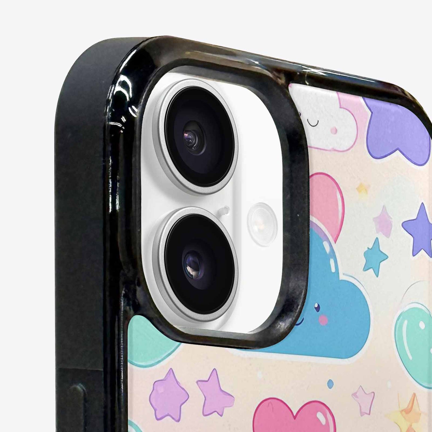 iPhone 16 Plus Case — Cute Kawaii Style Generic Icons Stars, Custom Print Case Cover