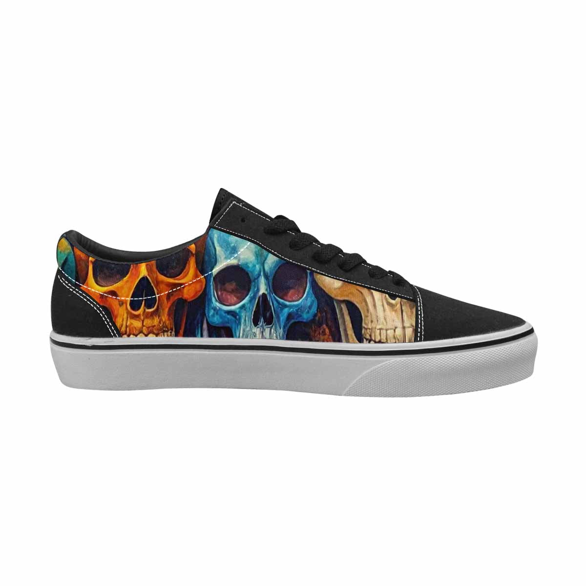 WOMEN'S Skulls × Animal Print Lace-Up Canvas Vibrant Chaos Custom Sneakers