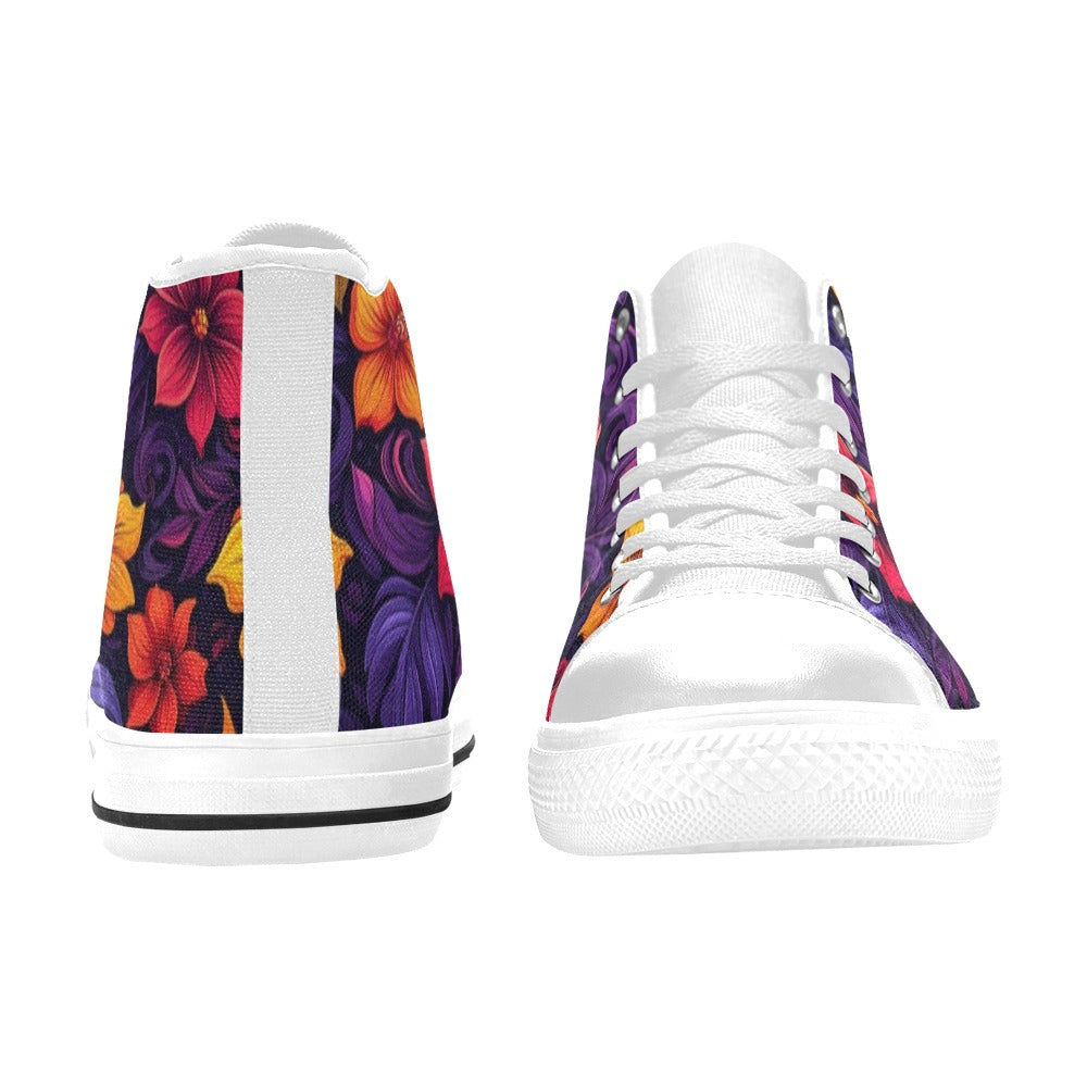 MEN'S Exotic Floral Weave Men’S High Top Canvas Vivid Custom Sneakers