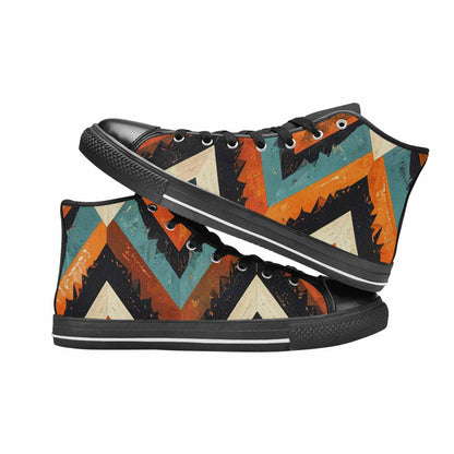WOMEN'S Southwestern Geometric Diamond High Top Canvas Dark Academia Shoes