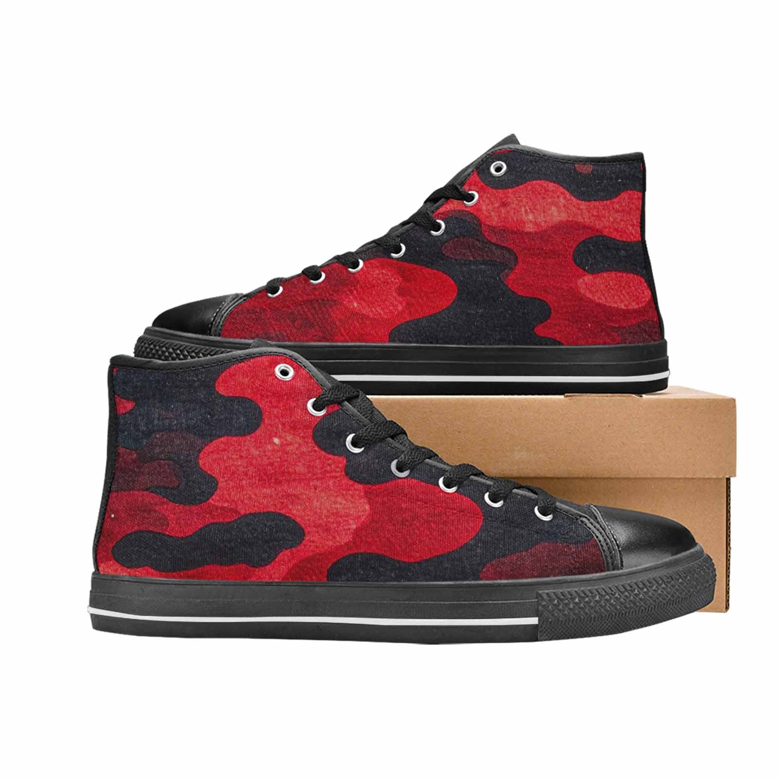 WOMEN'S Tactical Camo Red Black High Top Canvas Grunge Custom Shoes