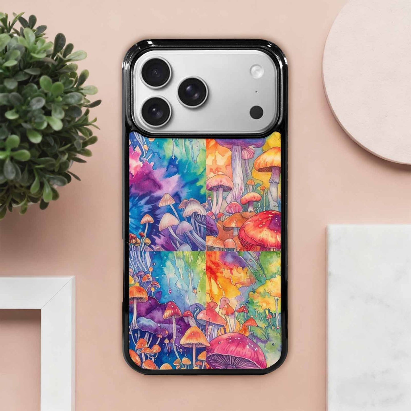 iPhone 17 Pro Max Case — Mushrooms Tie Dyemushrooms Pat Tie Dye, Custom Made Phone Cover