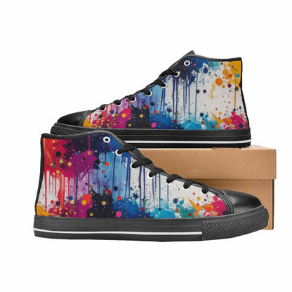 MEN'S Paint Splatter High Top Canvas Cottagecore Custom Sneakers