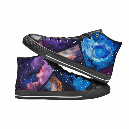 MEN'S Galaxy Stars Nebula High Top Canvas Neon Fantasy Custom Shoes