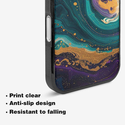 iPhone 16 Case — Marbled Swirl Texture Blended With Galaxy, Original Design Phone Case