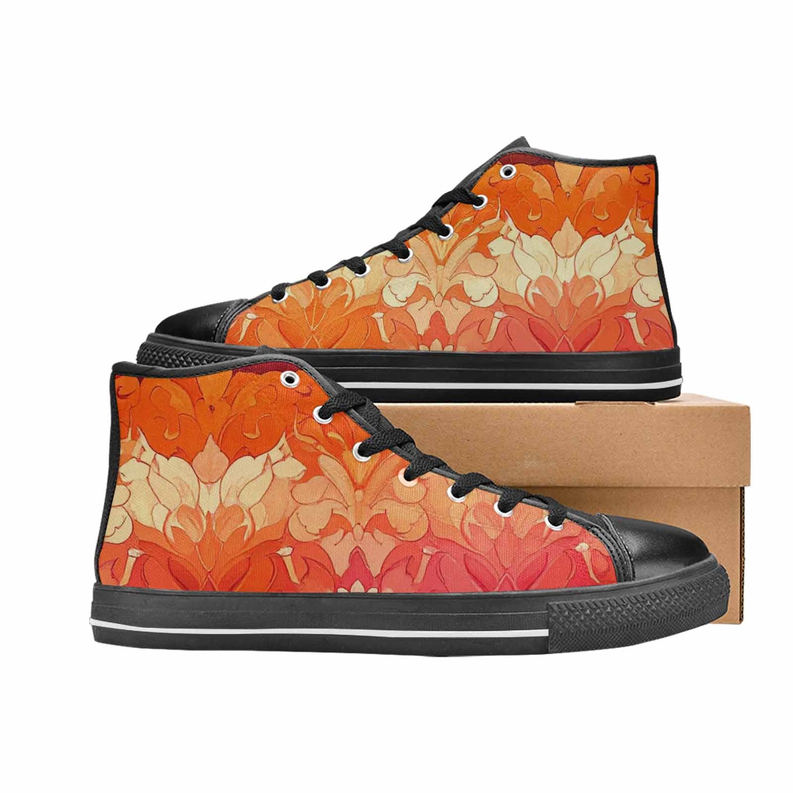 MEN'S Lesbian Flag Color High Top Canvas Aesthetic Custom Shoes