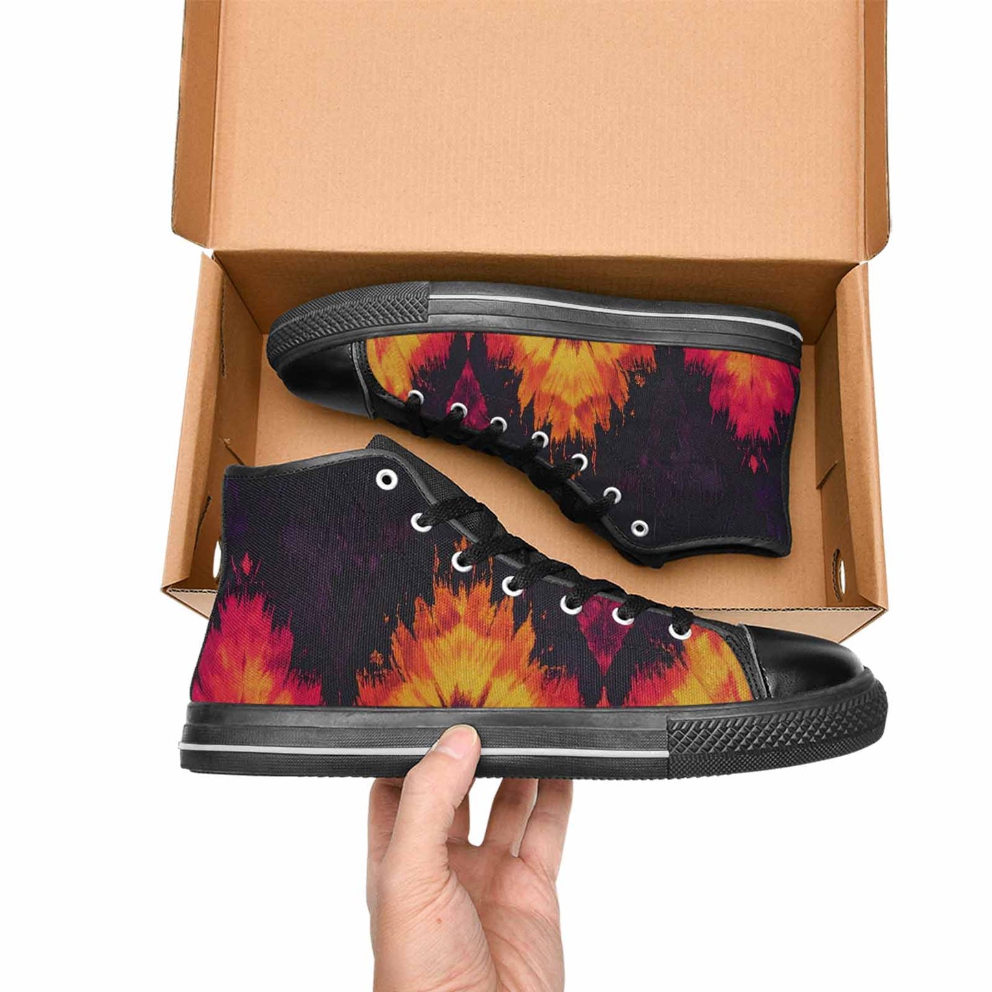 WOMEN'S Tie Dye Dark High Top Canvas Vibrant Chaos Sneakers
