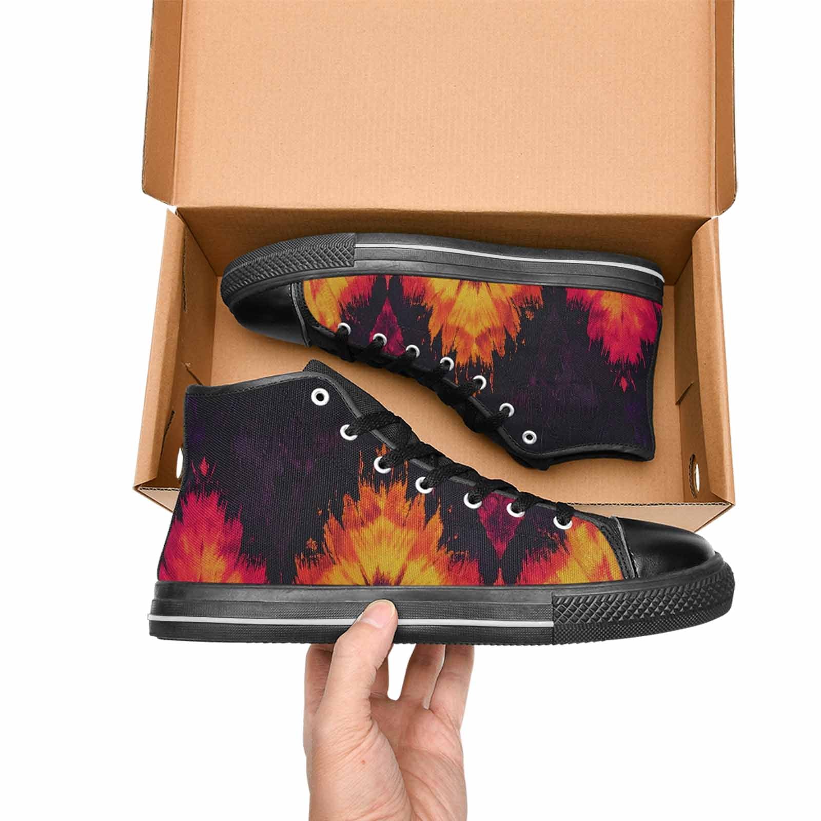 WOMEN'S Tie Dye Dark High Top Canvas Vibrant Chaos Sneakers