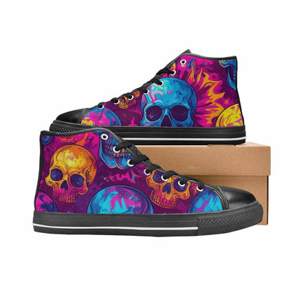 MEN'S Tie Dye Skulls Print High Top Canvas Surreal Custom Sneakers