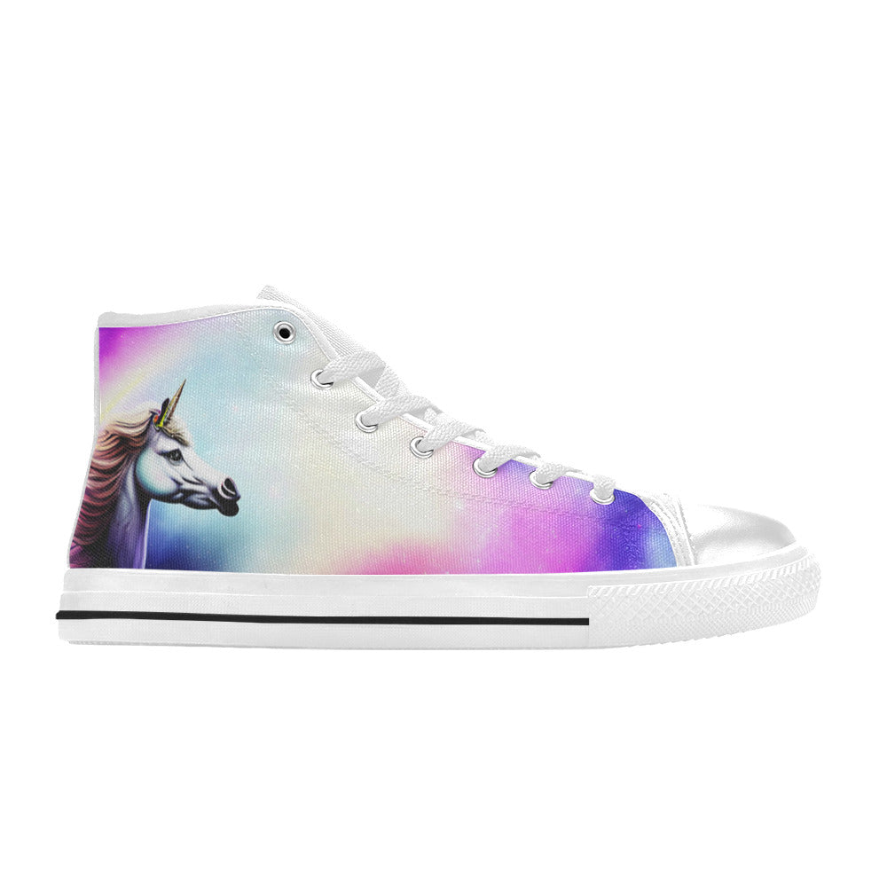 MEN'S Unicorn Galaxy Art Men’S High Top Canvas Neon Fantasy Custom Sneakers