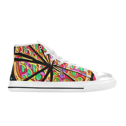 MEN'S Pizza Fantasy Art Men’S High Top Canvas Neon Fantasy Custom Shoes
