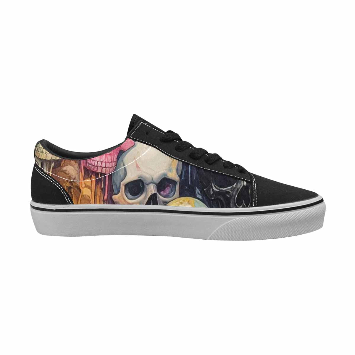 WOMEN'S Skulls  Marble Skulls Lace-Up Canvas Y2K Custom Shoes